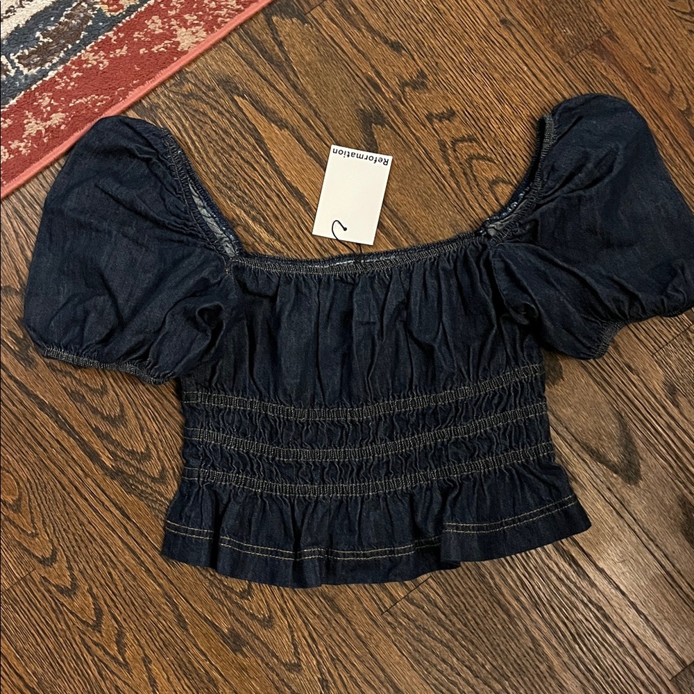 Reformation  Aliya Denim Top NWT
